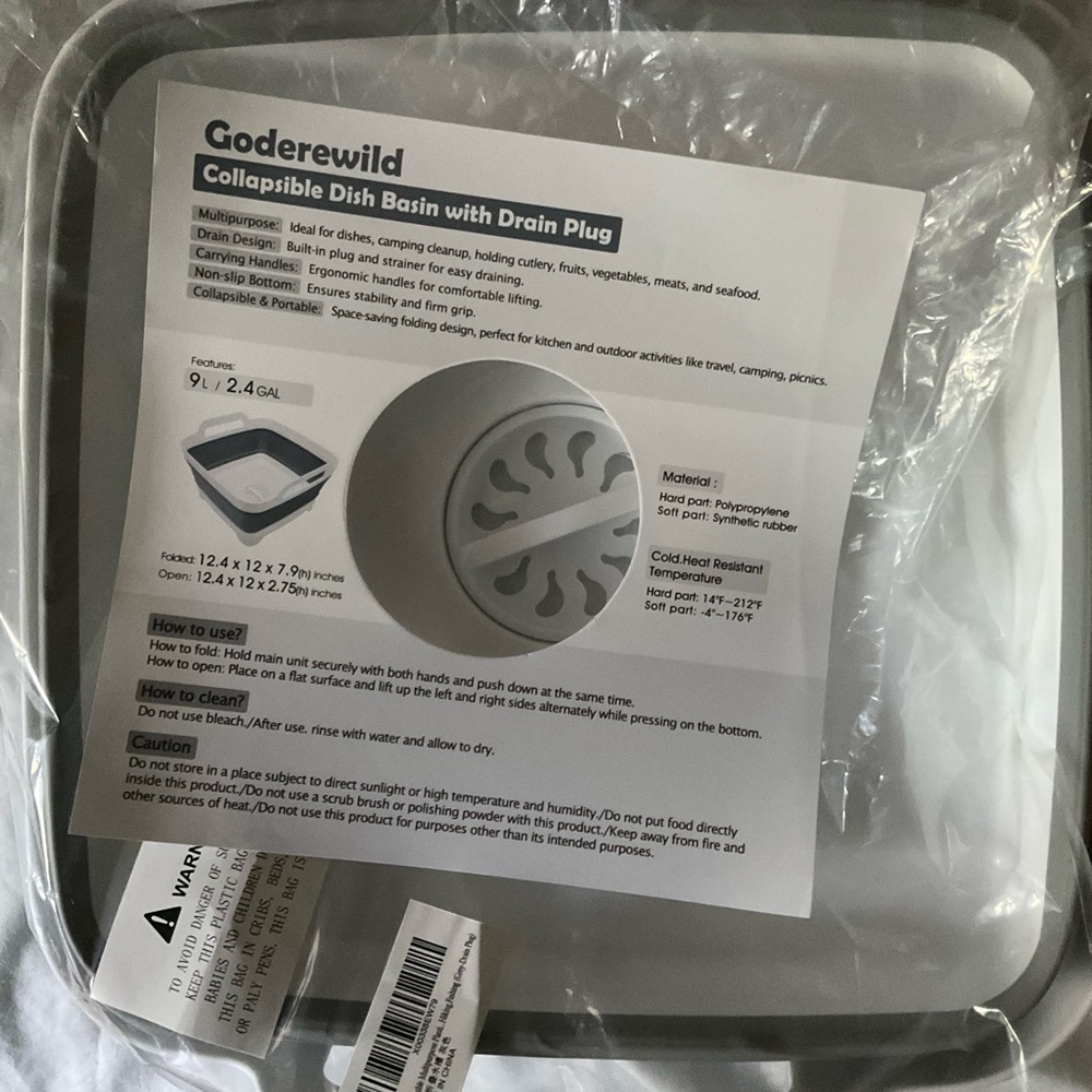 2.4 Gallon Collapsible Wash Basin RV Living